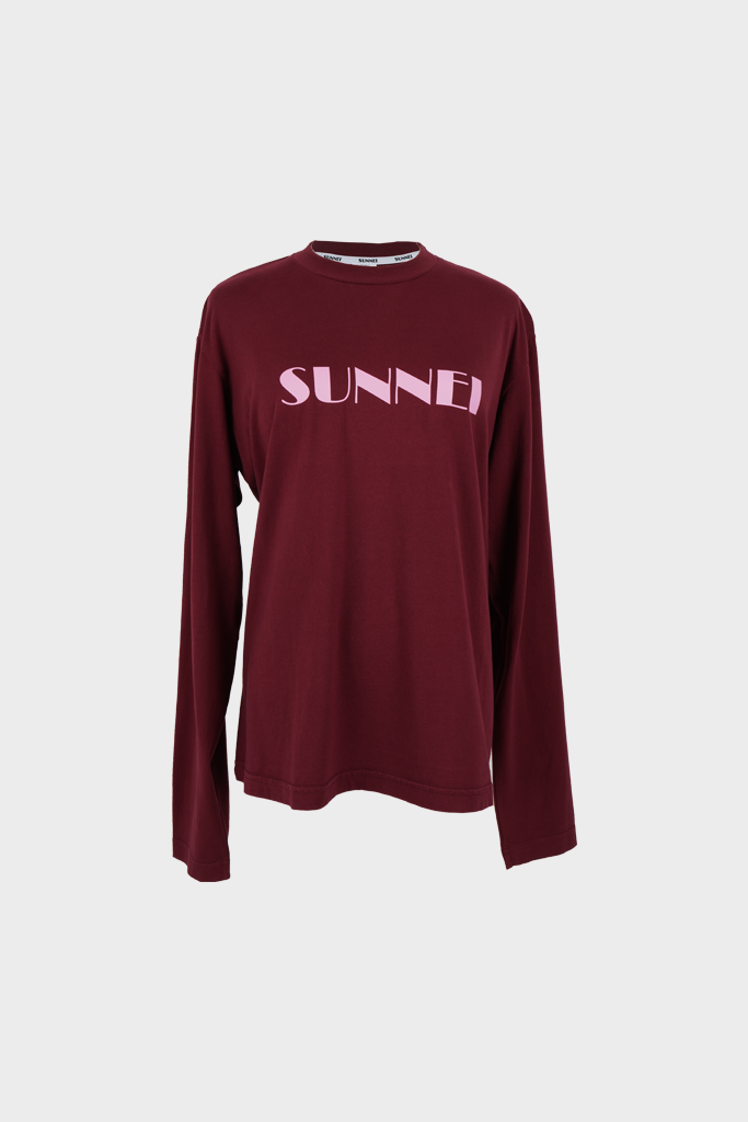 Sunnei - Big Logo Pink Classic Longsleeve - Aubergine