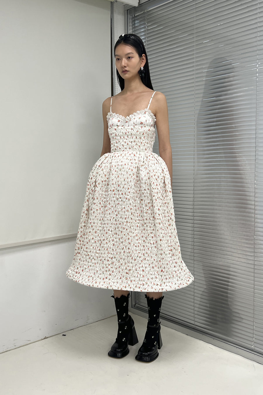 Shushu Tong - Smocked Floral Print Dress