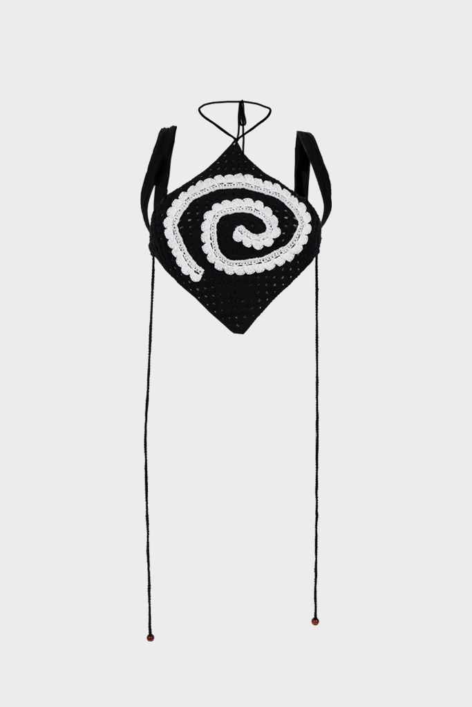 Kijun - Spiral Crochet Top - Black