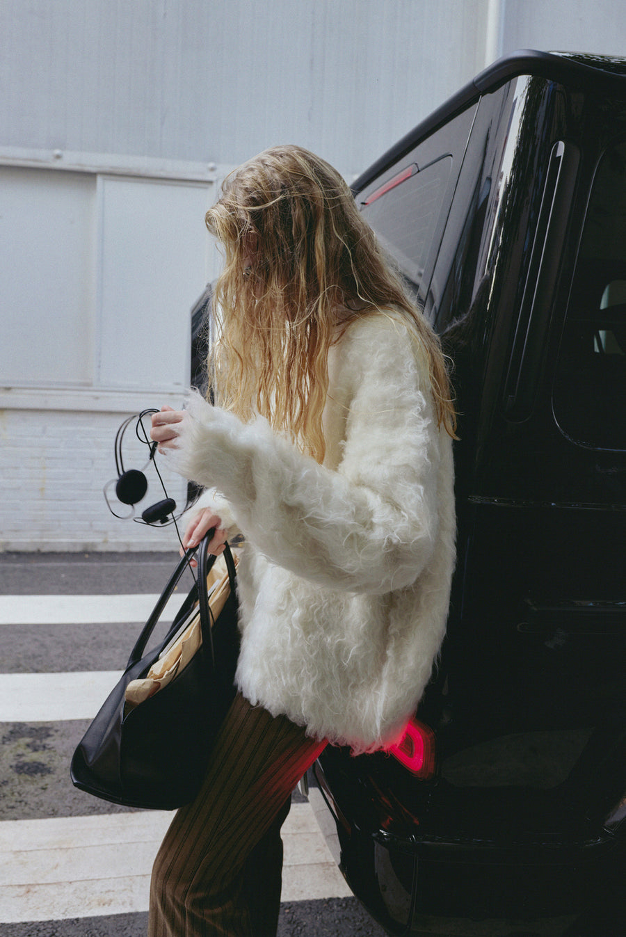 Brushed Oversized Sweater - White