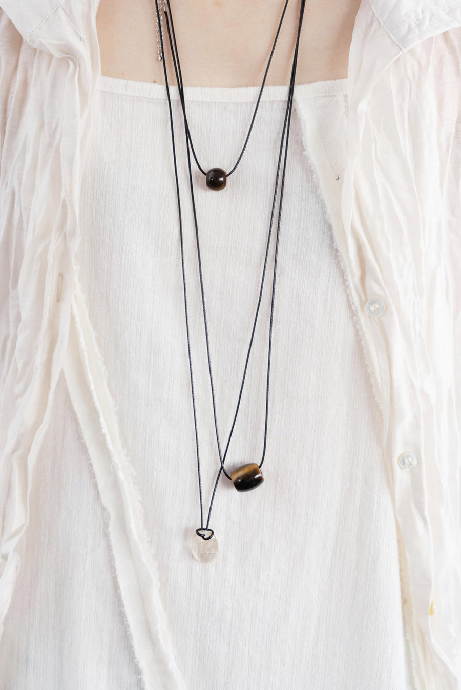 Layered Wood Bean Pendant Necklace