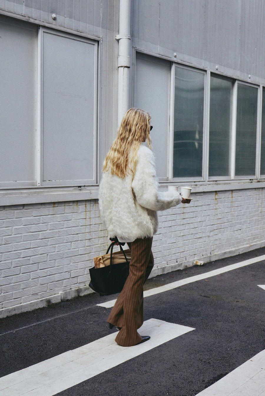 Brushed Oversized Sweater - White