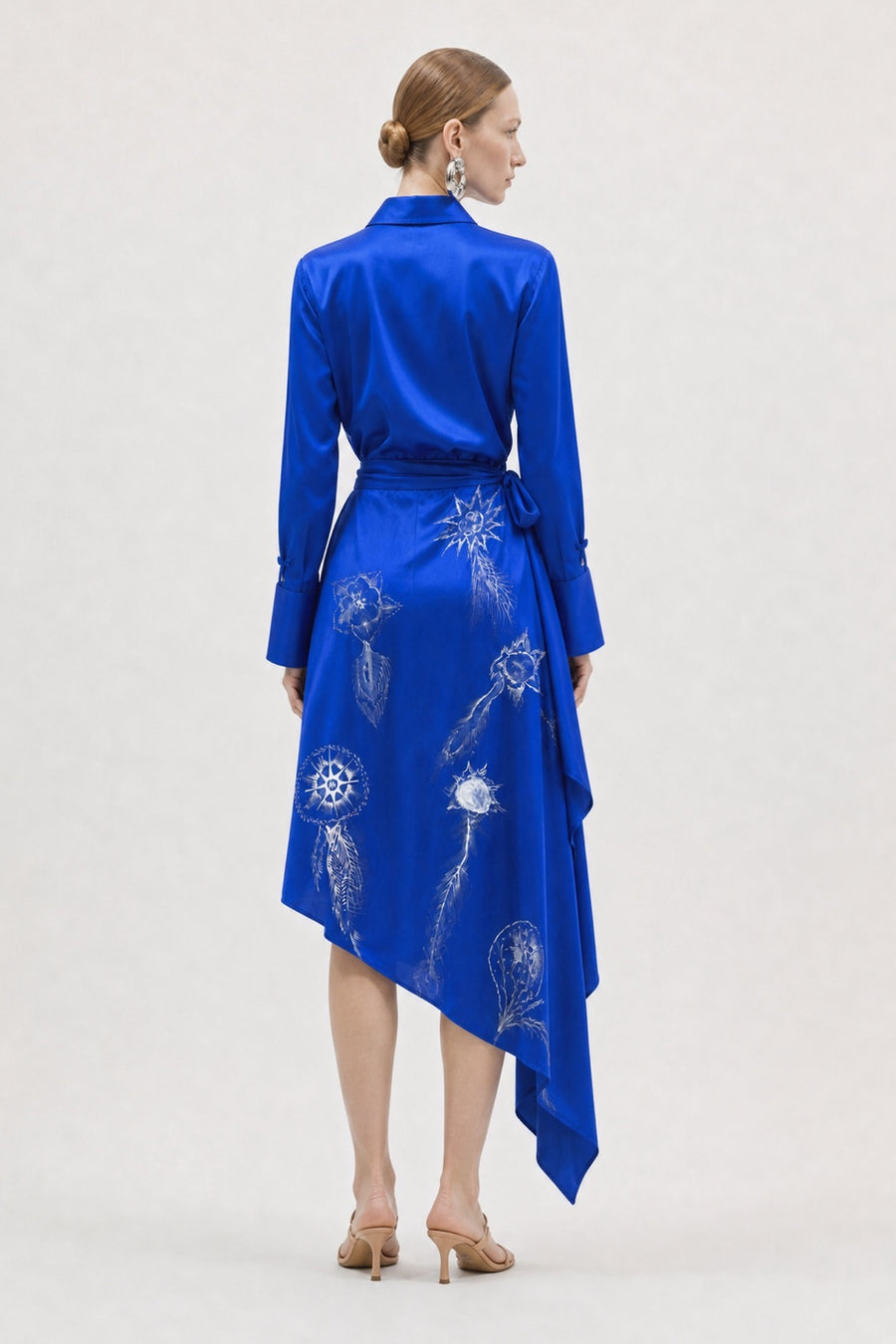Fabrics of Colours - Electric Blue Wrap Irregular Silk Skirt