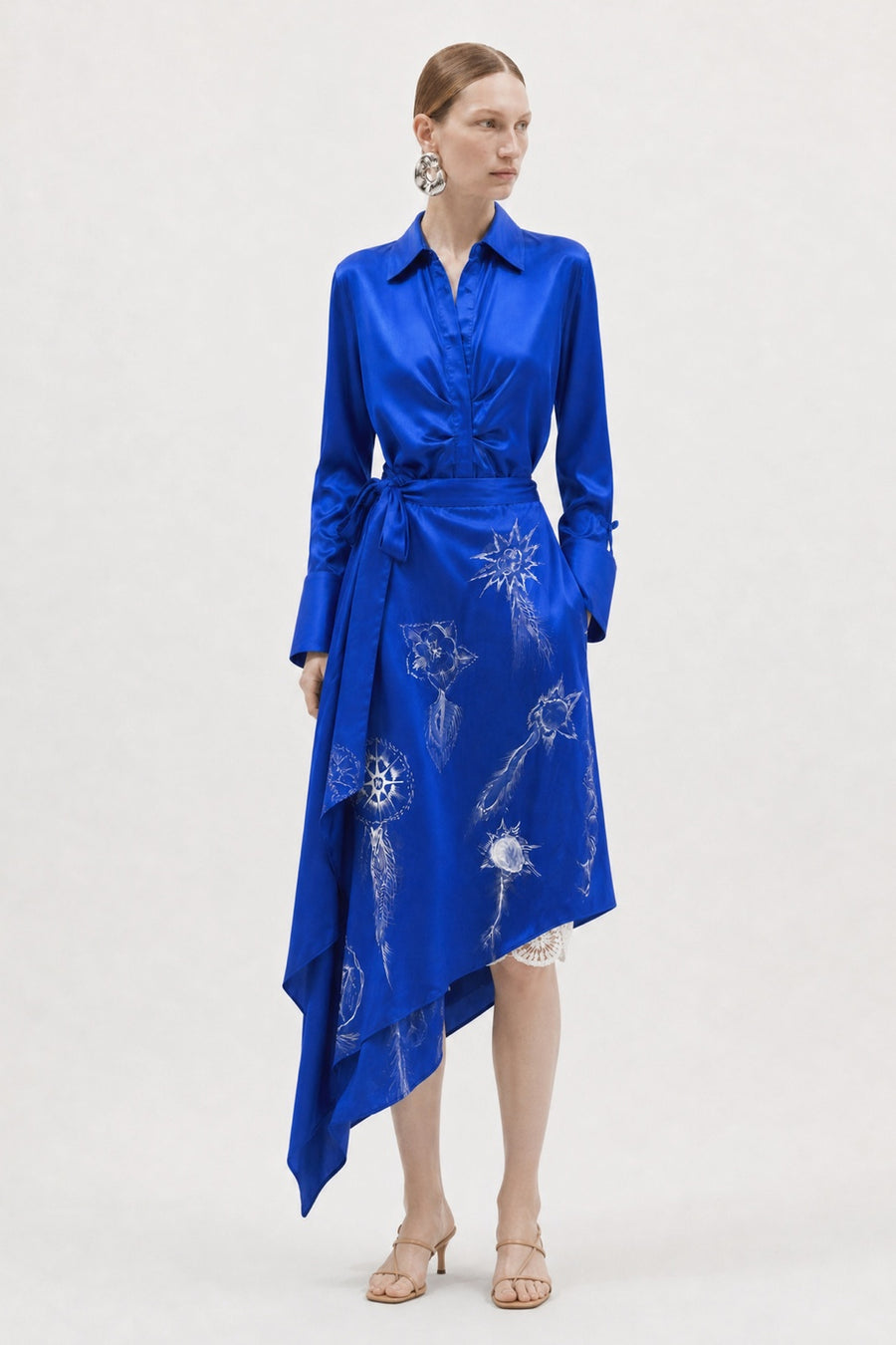 Fabrics of Colours - Electric Blue Wrap Irregular Silk Skirt