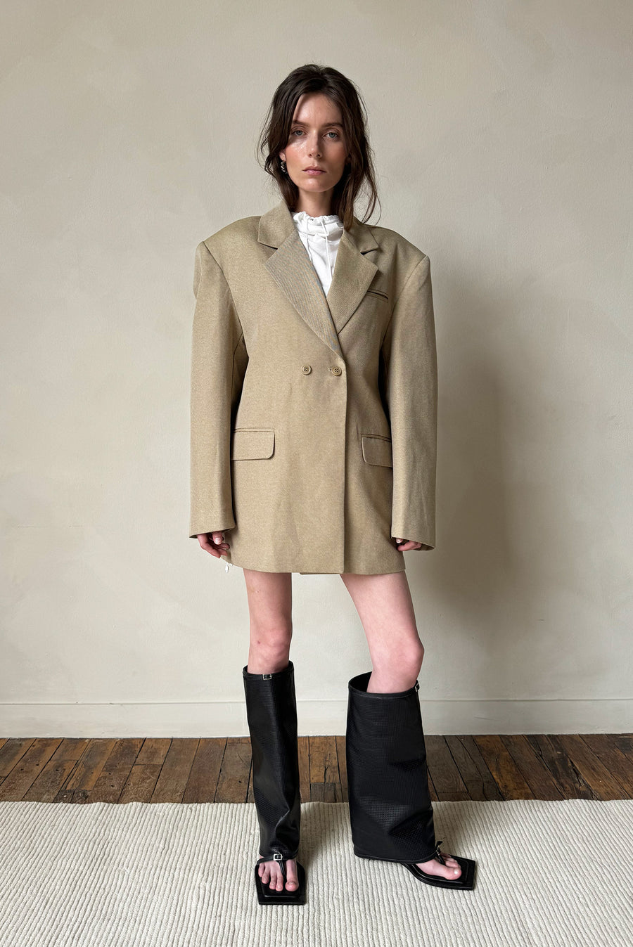 Oversized Structured Blazer - Brown