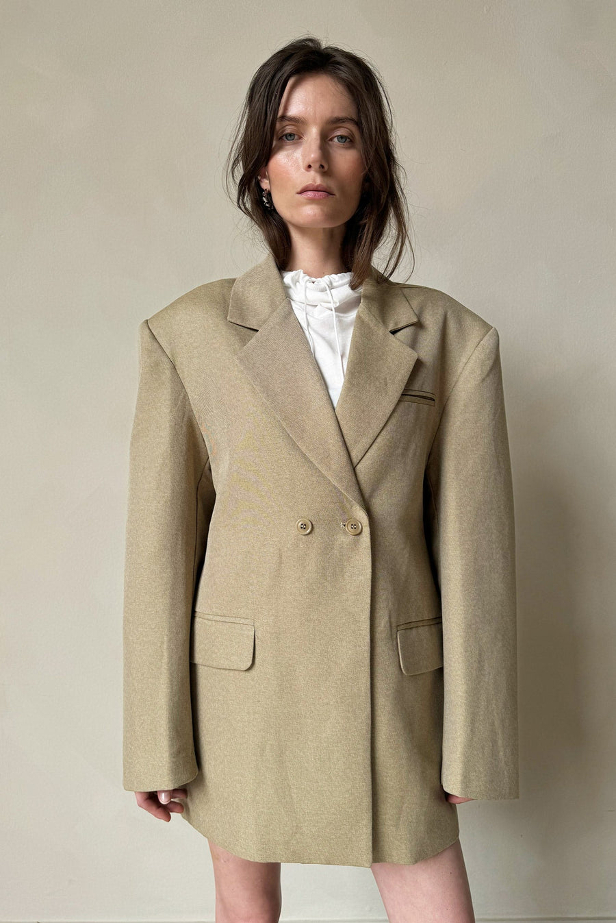 Oversized Structured Blazer - Brown
