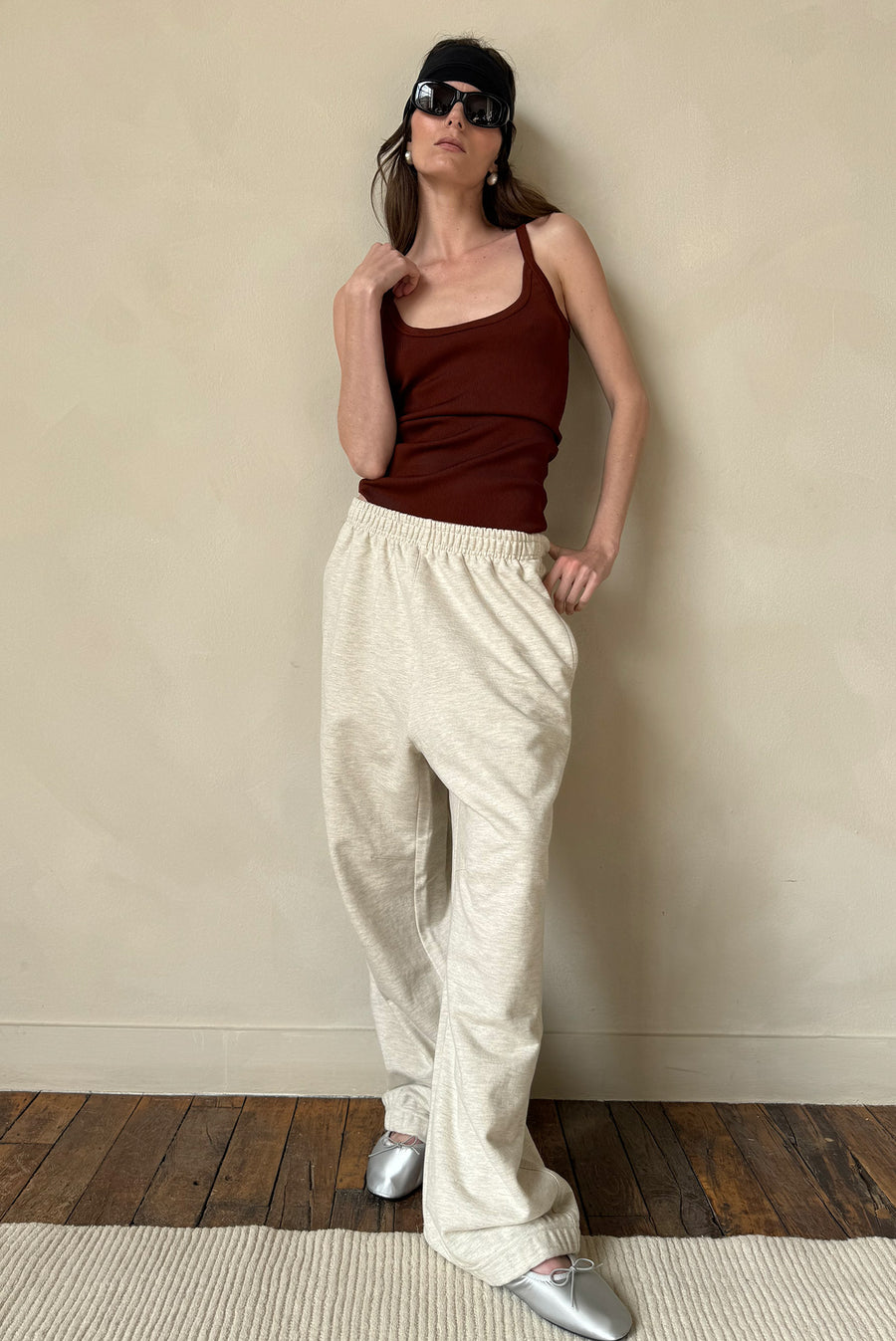 Wide Leg Sweatpants - Heather Oat
