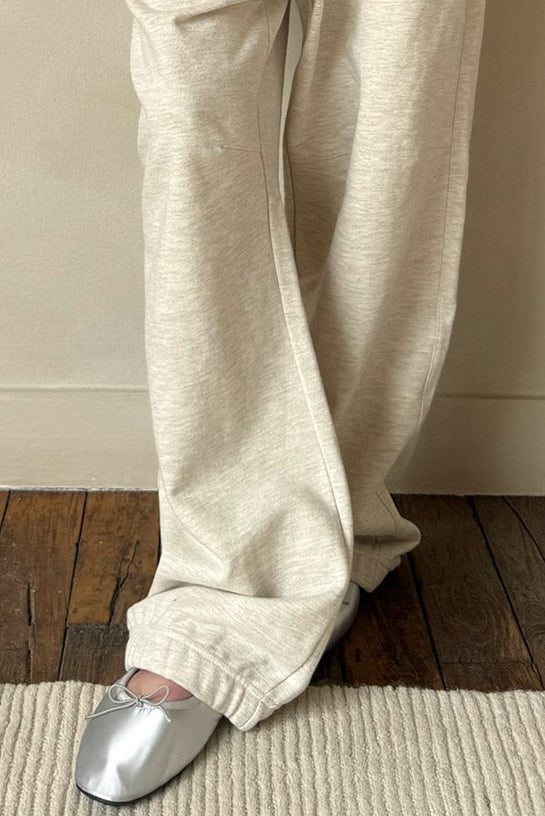 Wide Leg Sweatpants - Heather Oat