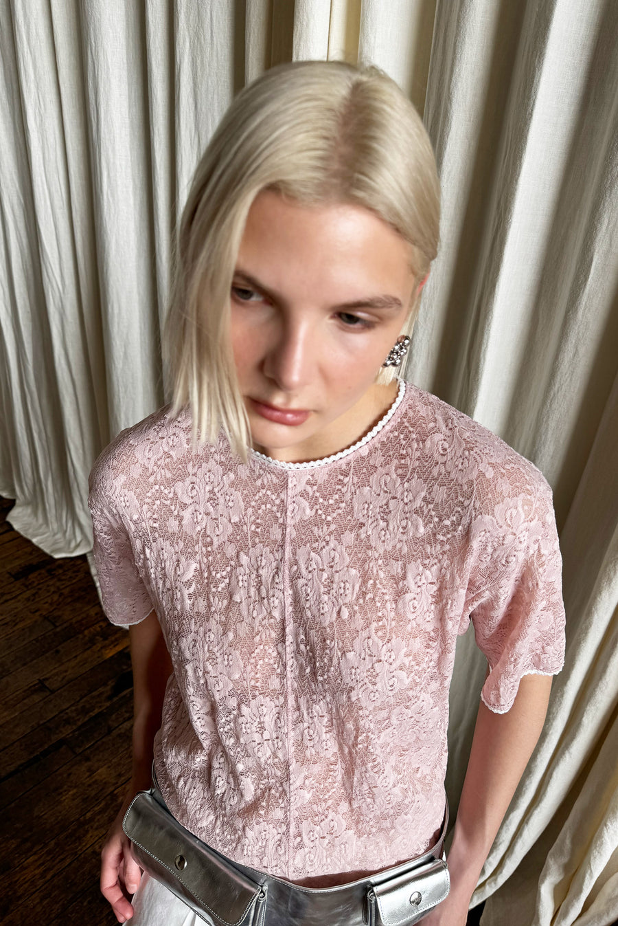 Pink Lace Wide T