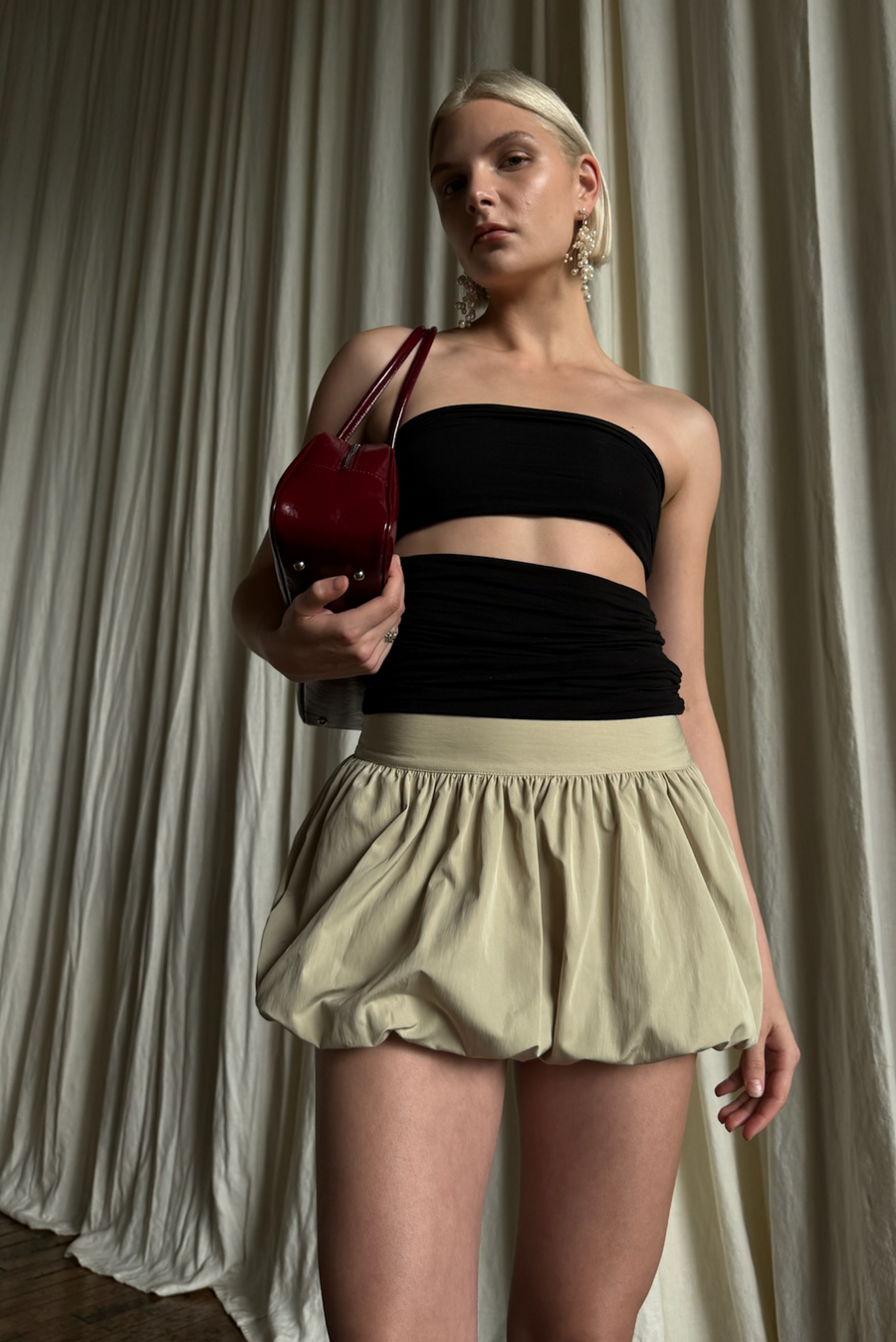 Mini Bubble Skirt - Beige