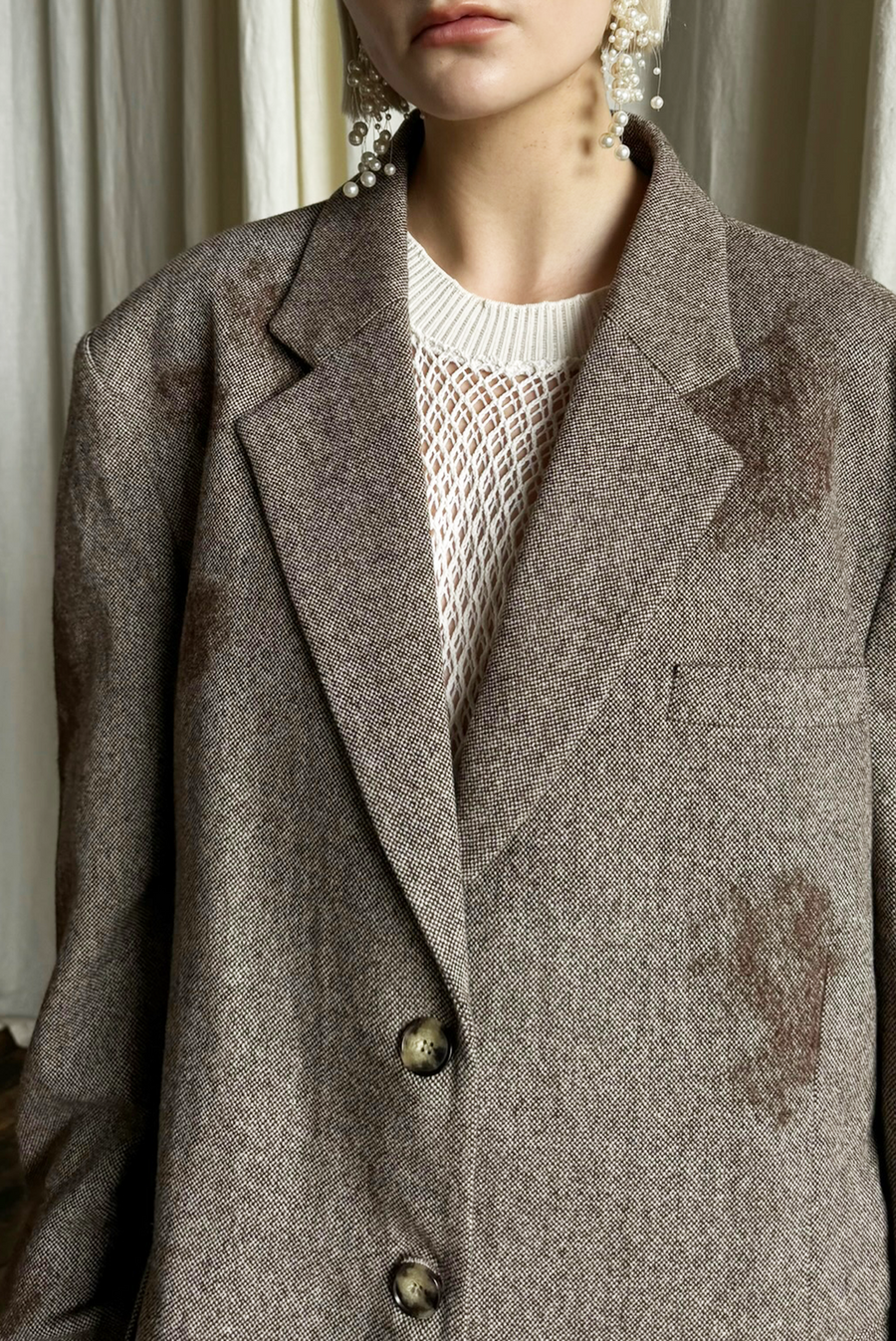 Wool Herringbone Spotted Jacket