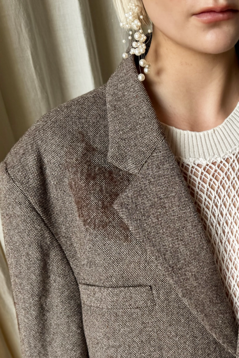 Wool Herringbone Spotted Jacket