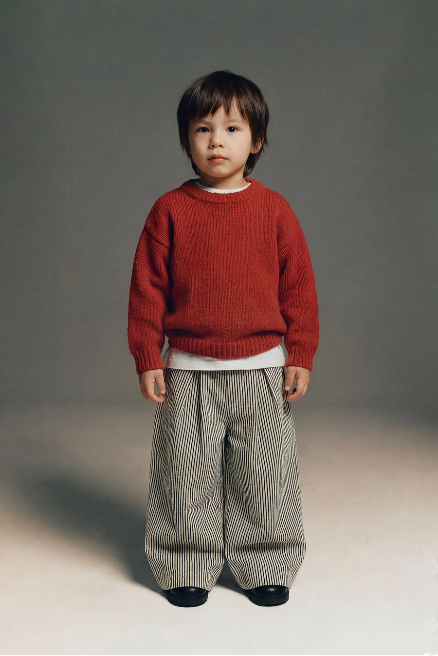 Kids - Striped Cotton Wide Leg Pant - Cream/Black