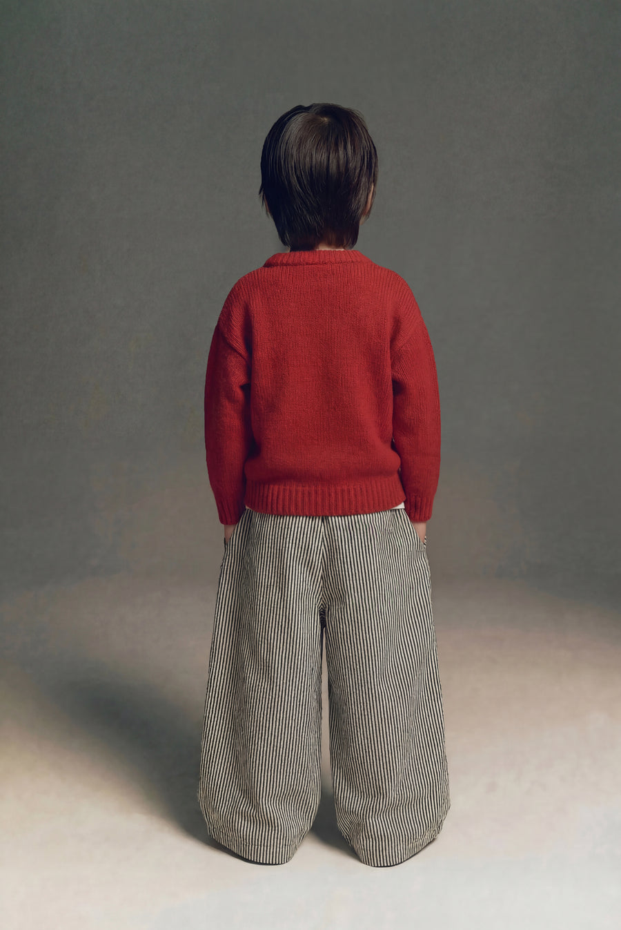 Kids - Striped Cotton Wide Leg Pant - Cream/Black