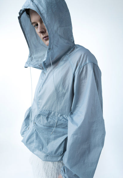 ounce Wind hood pocket jumper tannat ニット Sheer Hooded Windbreaker With Large Pockets - Gray – Simonett