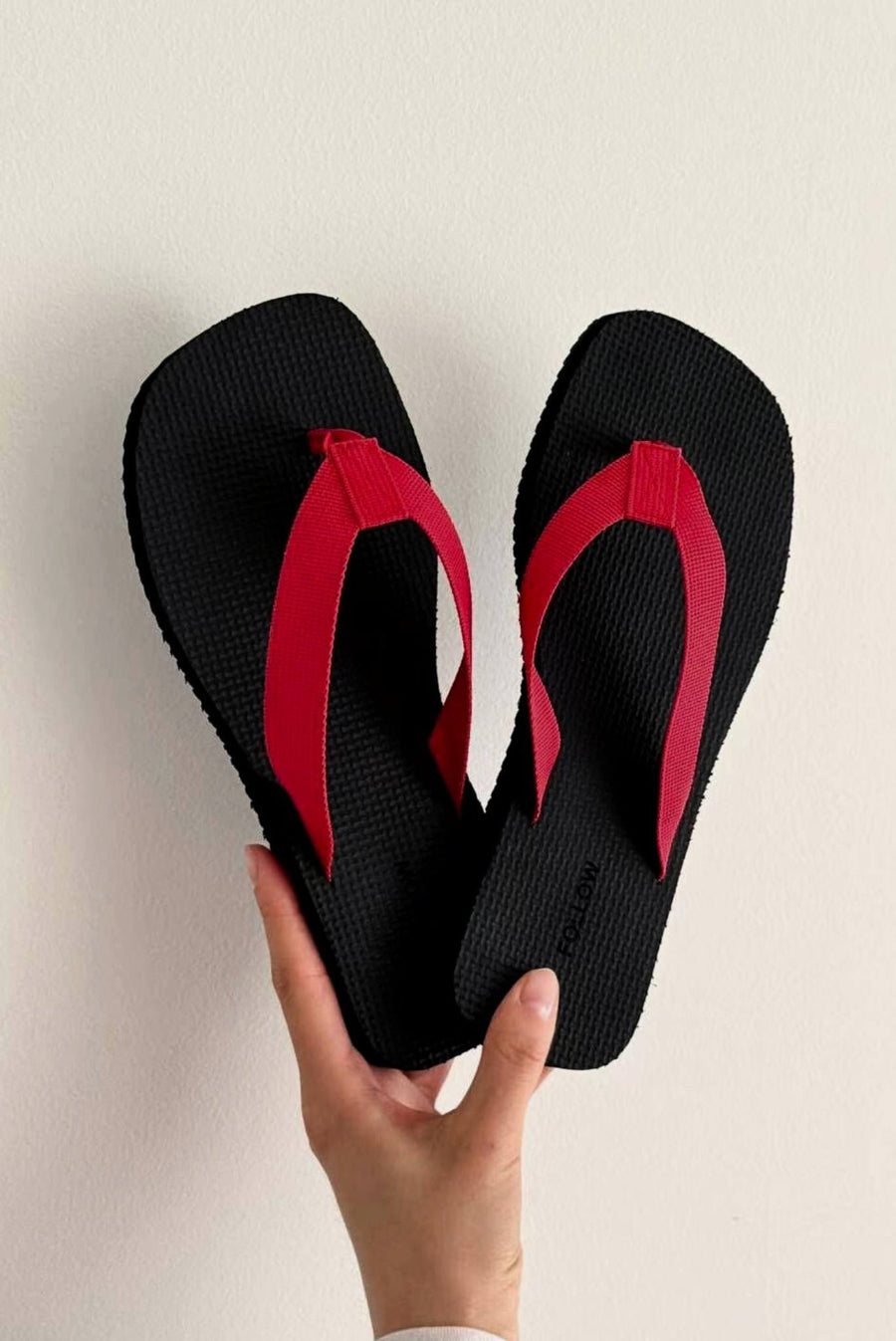 Woven Thong Strap Flip Flops - Red
