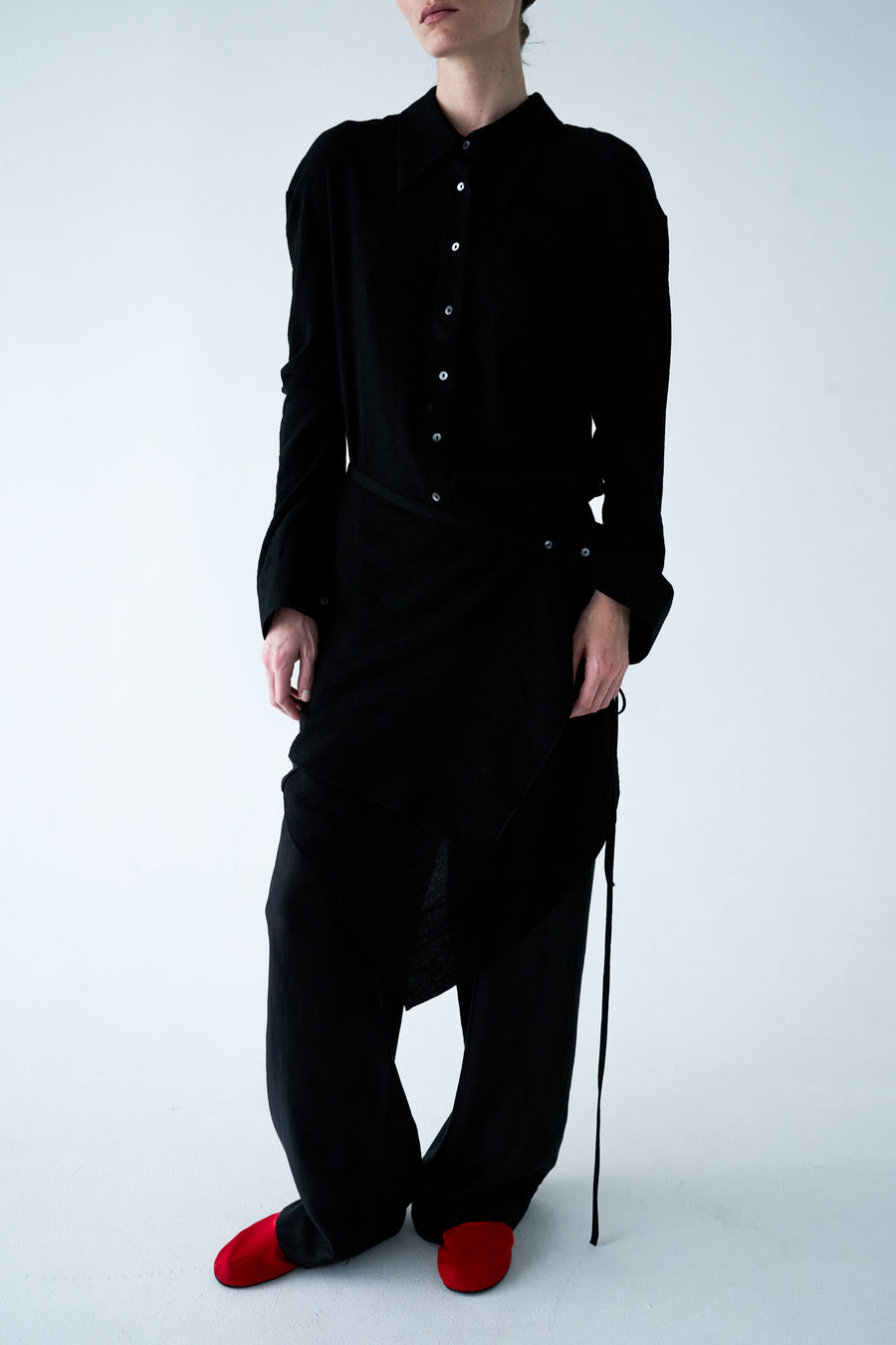 Sheer Wrap Skirt - Black