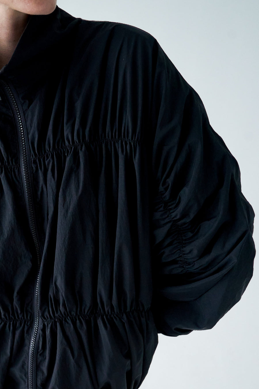 Rouched Lightweight Bomber Jacket - Navy