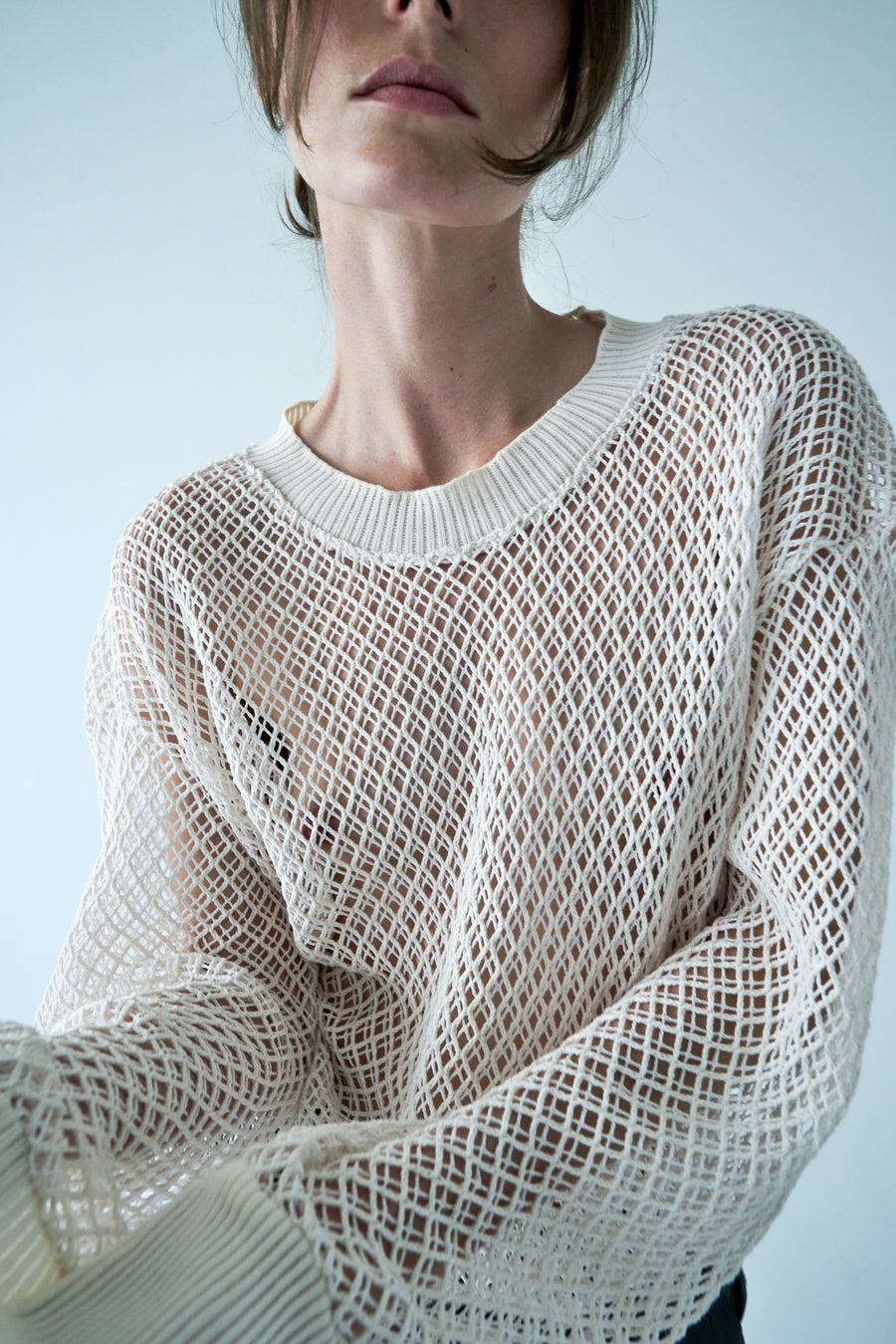 Grid Net Sweater - White