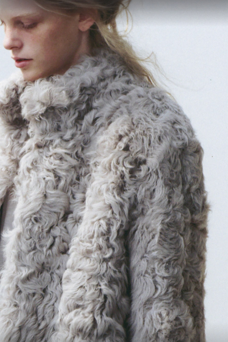 Curly Shearling Jacket - Gray