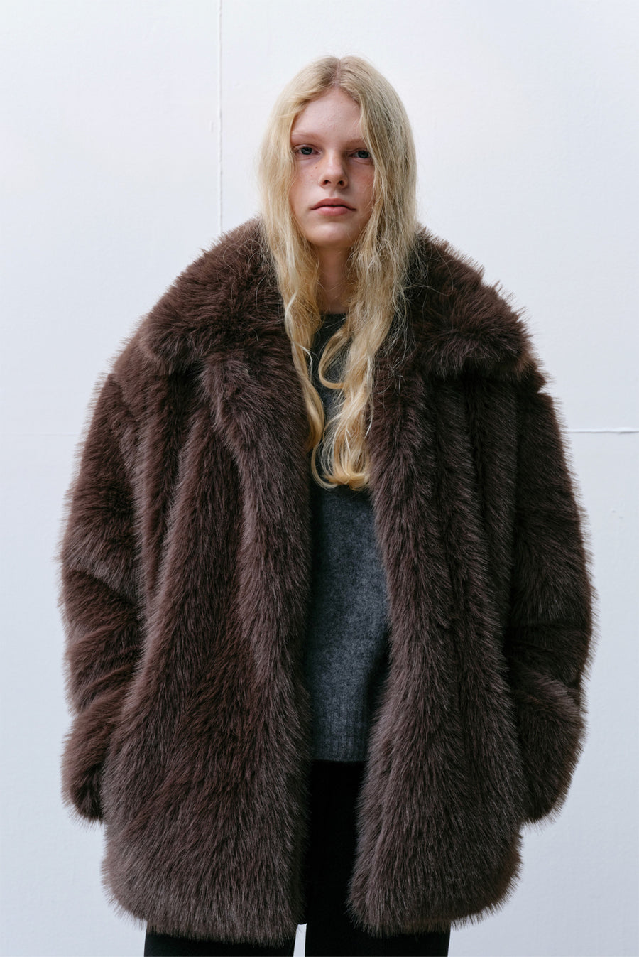 Minky Fur Coat - Brown