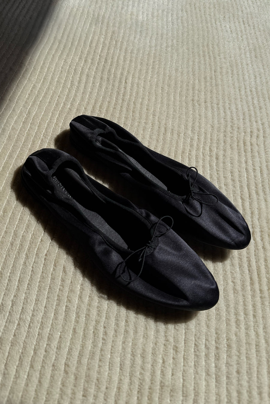 Silk Ballerina Flats - Black