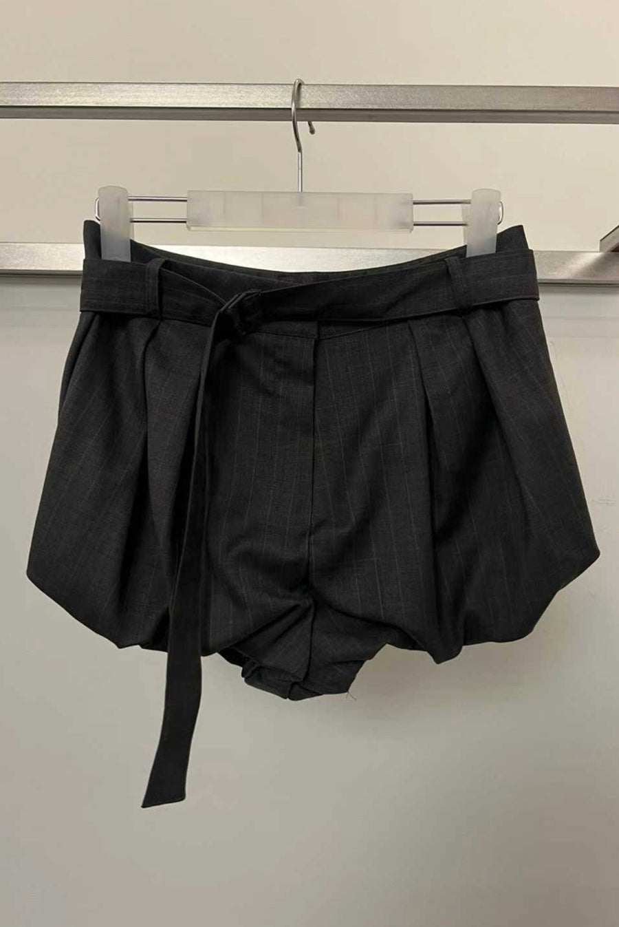 Bubble Pinstripe Volume Shorts - Charcoal