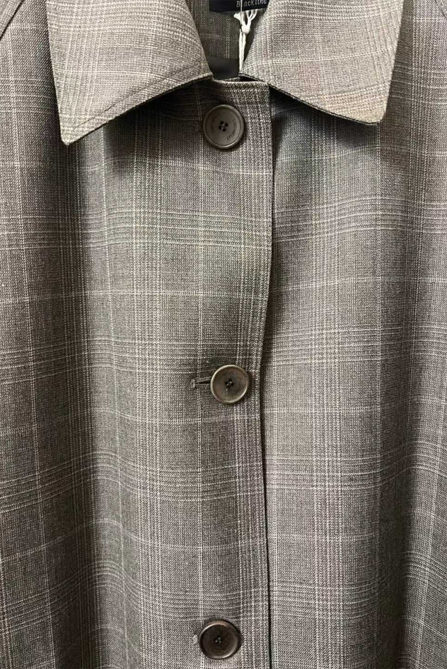 Oversized Plaid Trench Coat - Brown