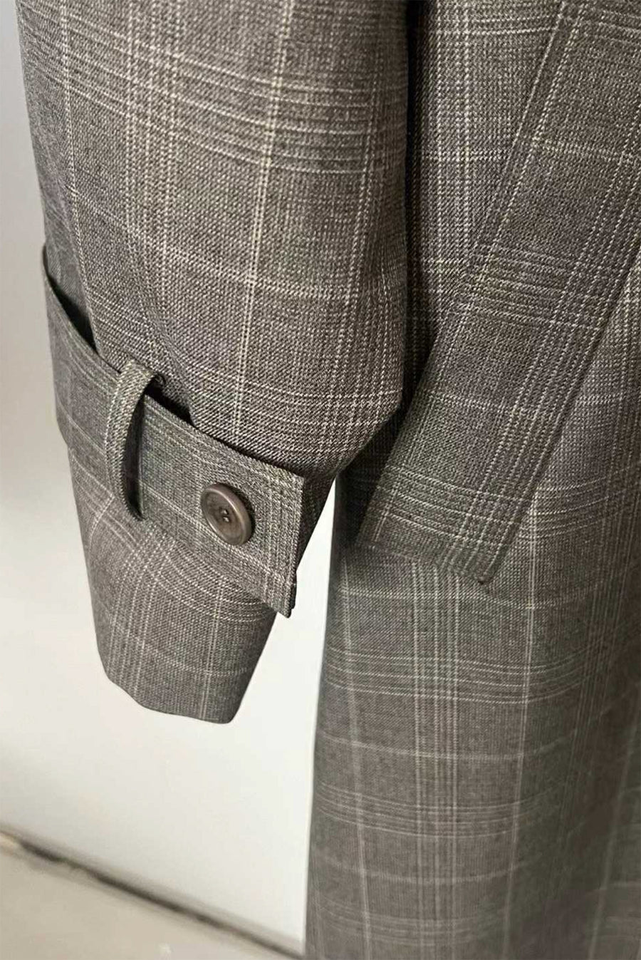 Oversized Plaid Trench Coat - Brown