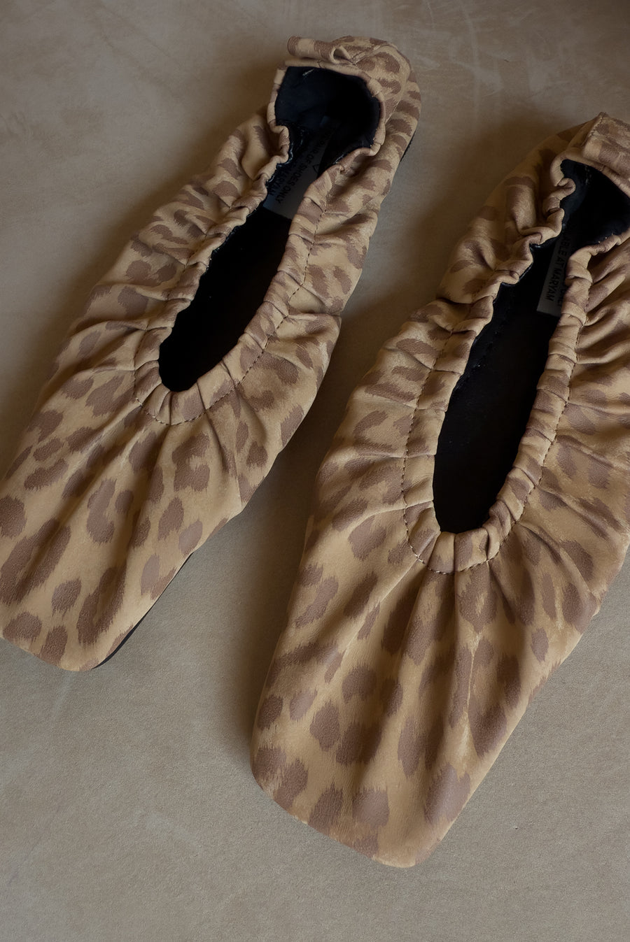 Leopard Scrunch Ballet Flats Square Toe