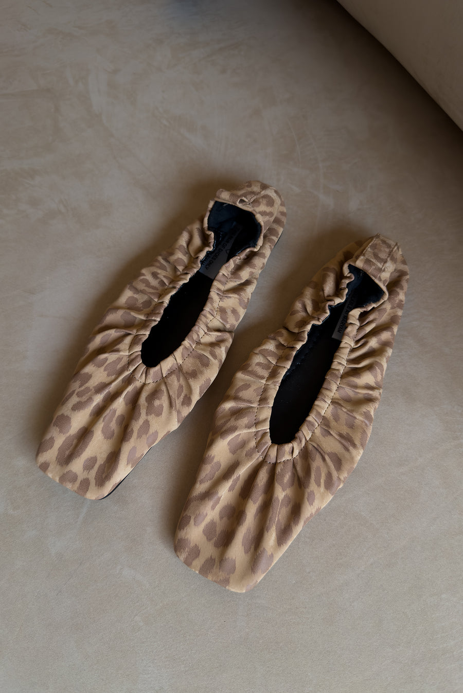 Leopard Scrunch Ballet Flats Square Toe