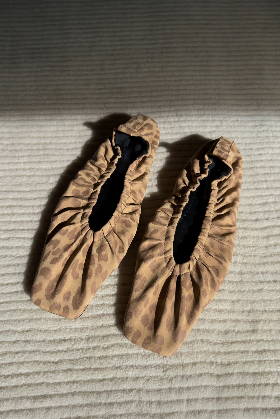 Leopard Scrunch Ballet Flats Square Toe