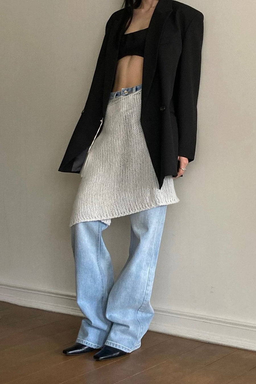 Knit Wrap Skirt - Blue