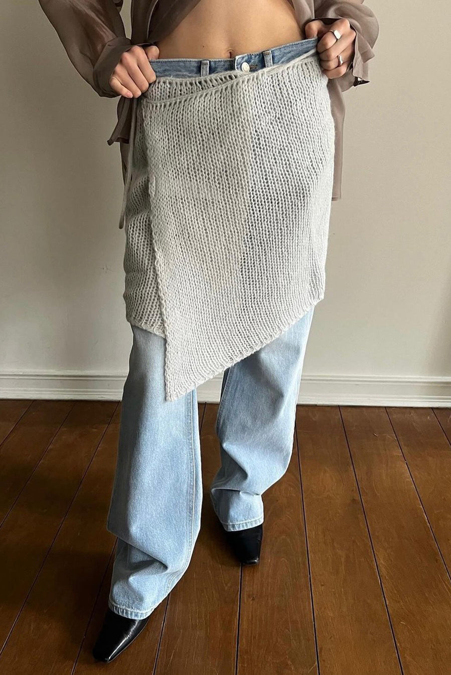 Knit Wrap Skirt - Blue
