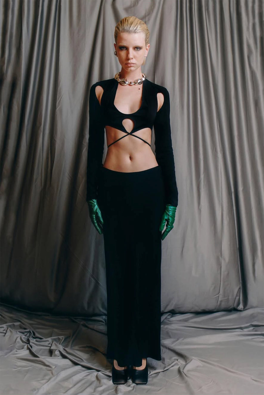 Lado Bokuchava - Cut Out Wrap Top - Black