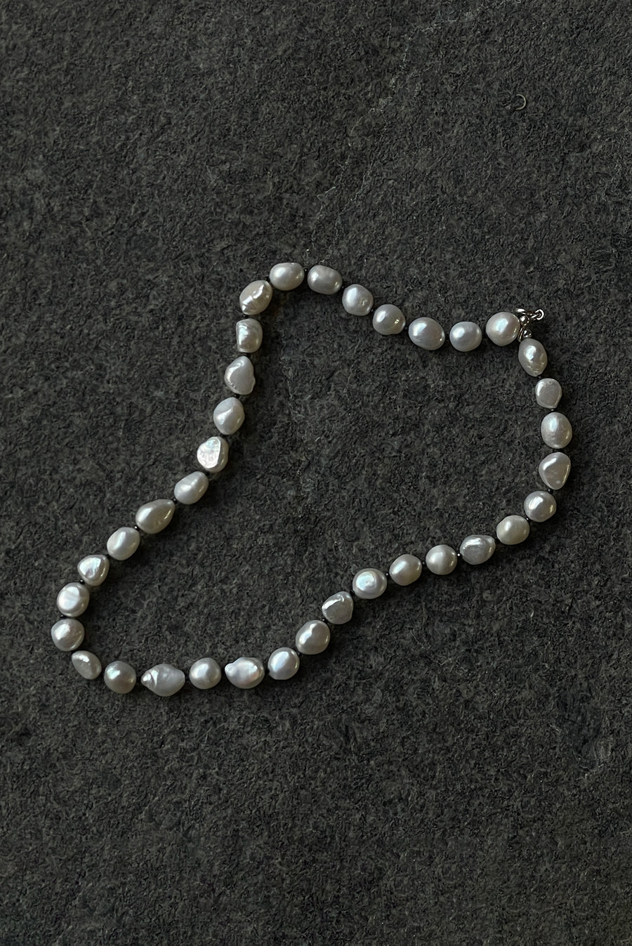 Color Cord Pearl Choker Necklace - Black