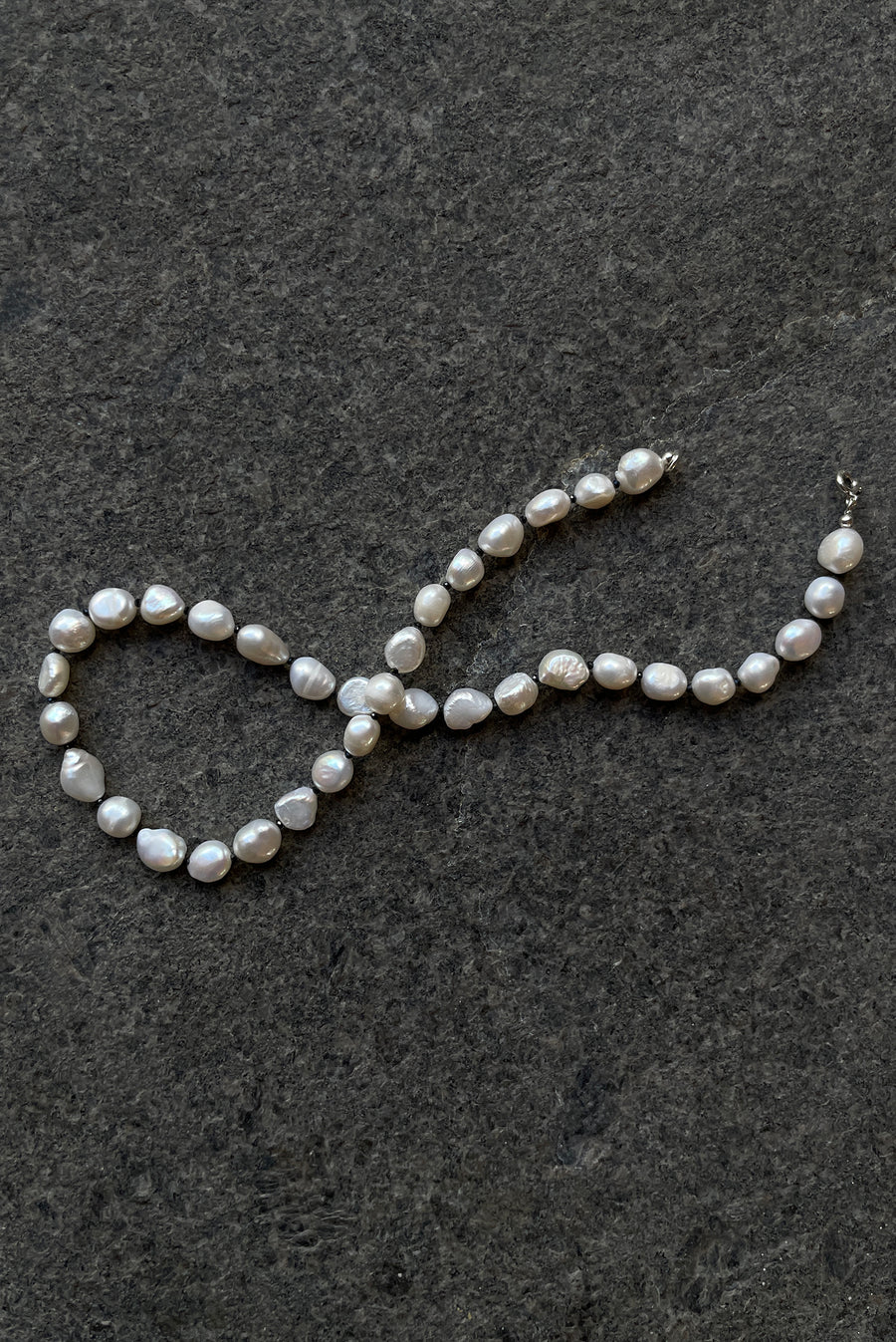 Color Cord Pearl Choker Necklace - Black