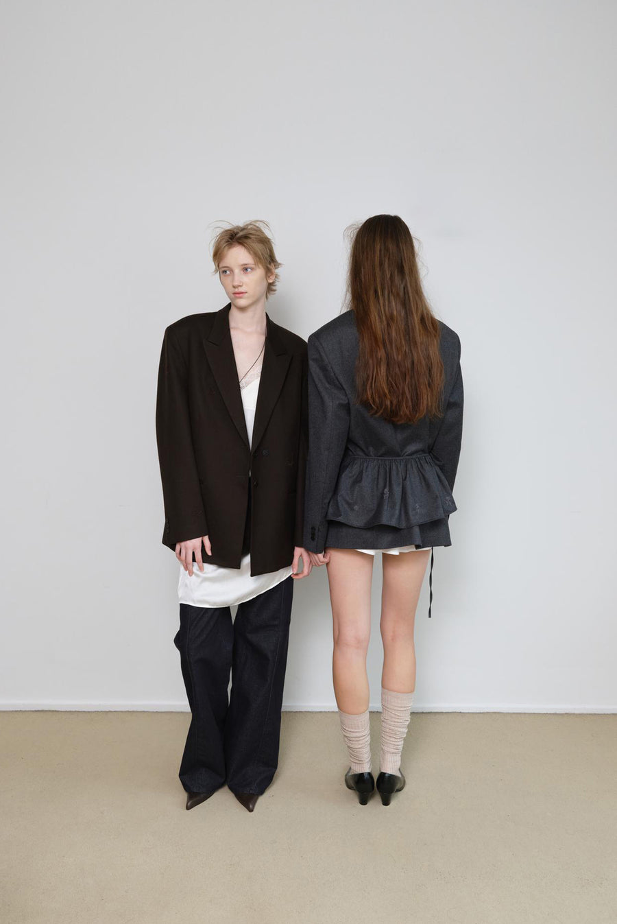 Embroidered Flower Blazer - Charcoal