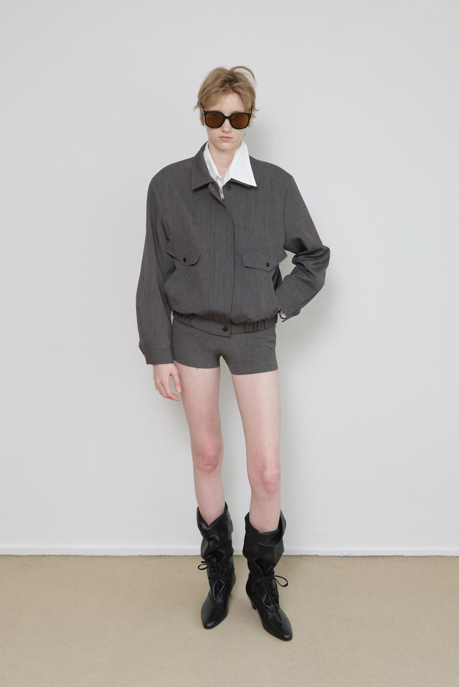 Tailored Mini Shorts - Charcoal