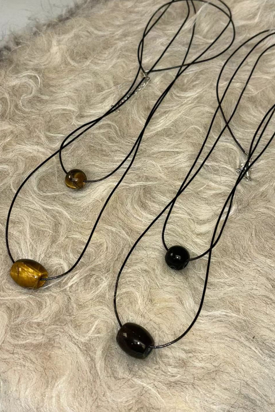 Layered Wood Bean Pendant Necklace