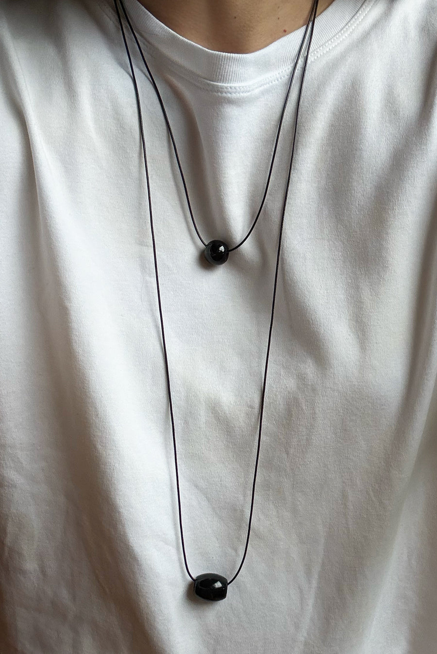 Layered Wood Bean Pendant Necklace
