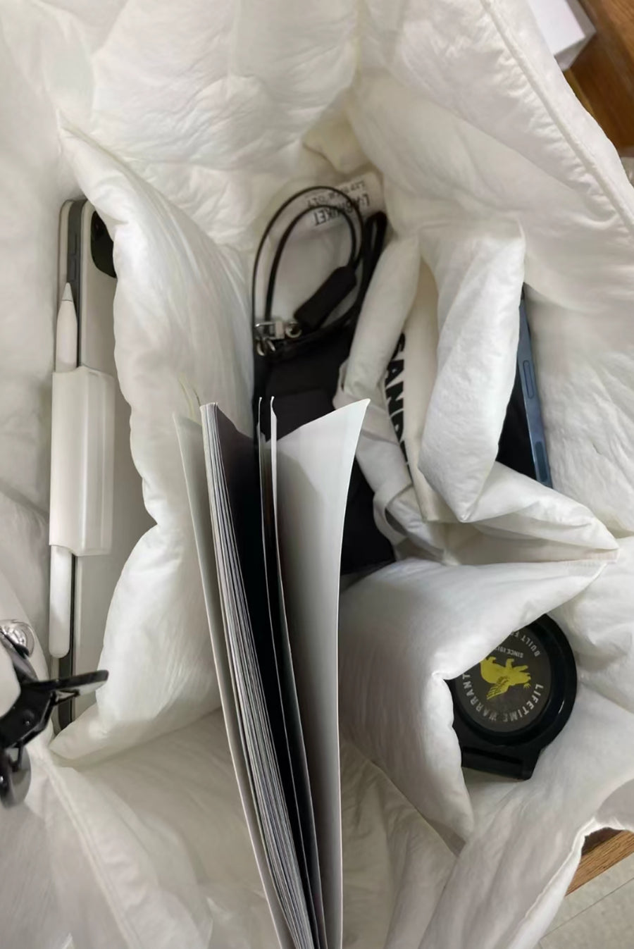 Oversized Padded White Tote Bag