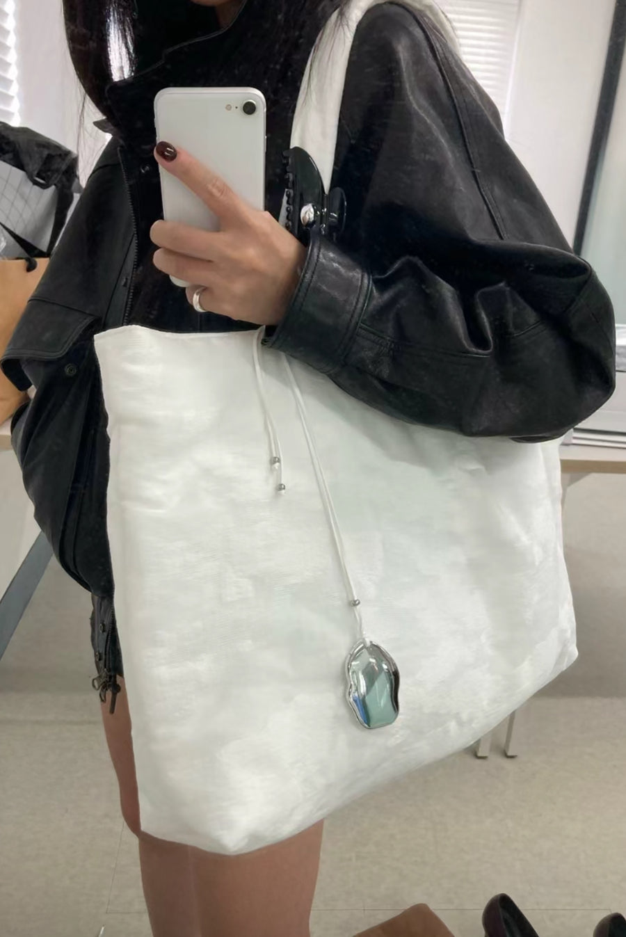 Oversized Padded White Tote Bag