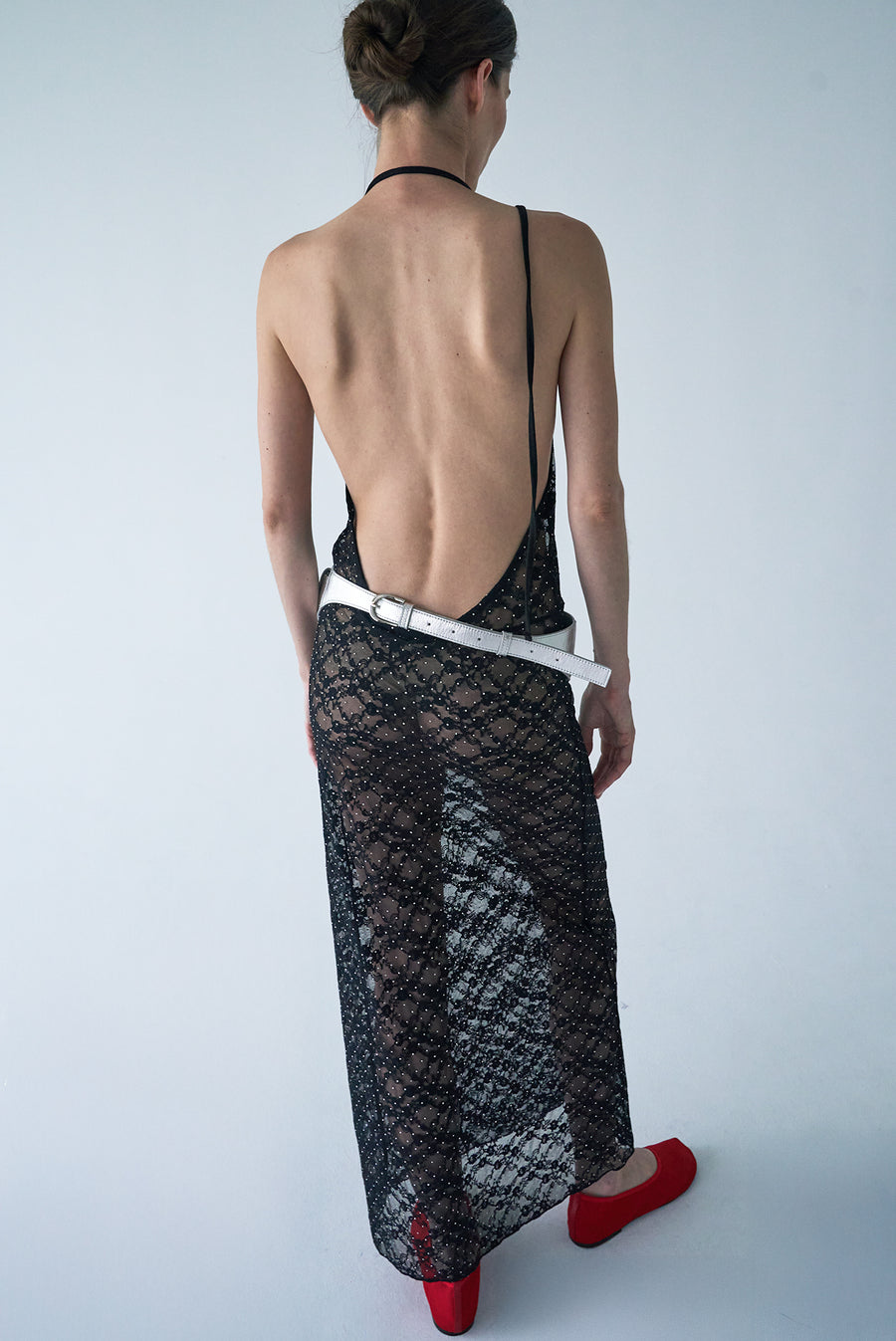 Floral Sheer Lace Overlay Dress - Black