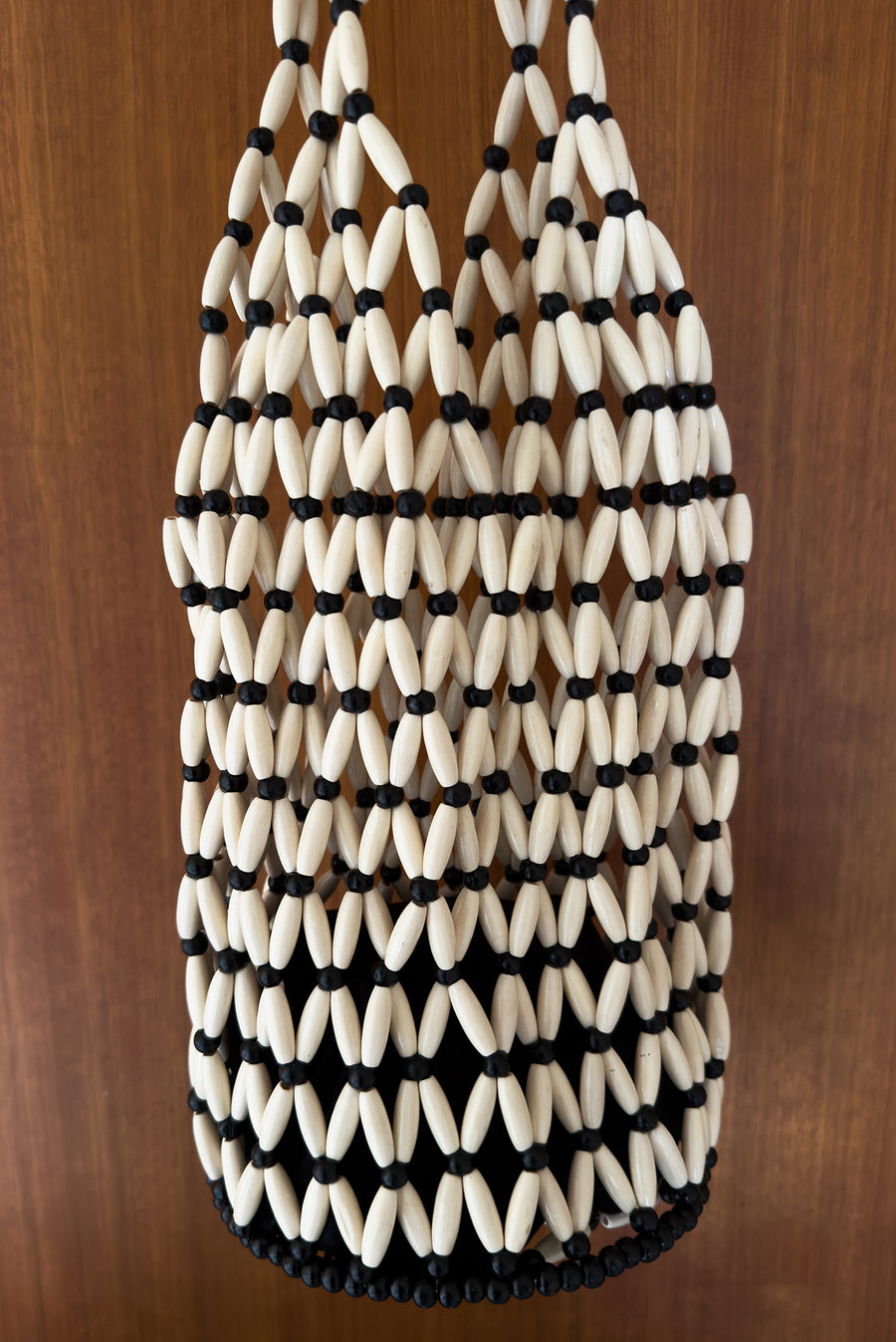 Beaded Market Bag - White/Black