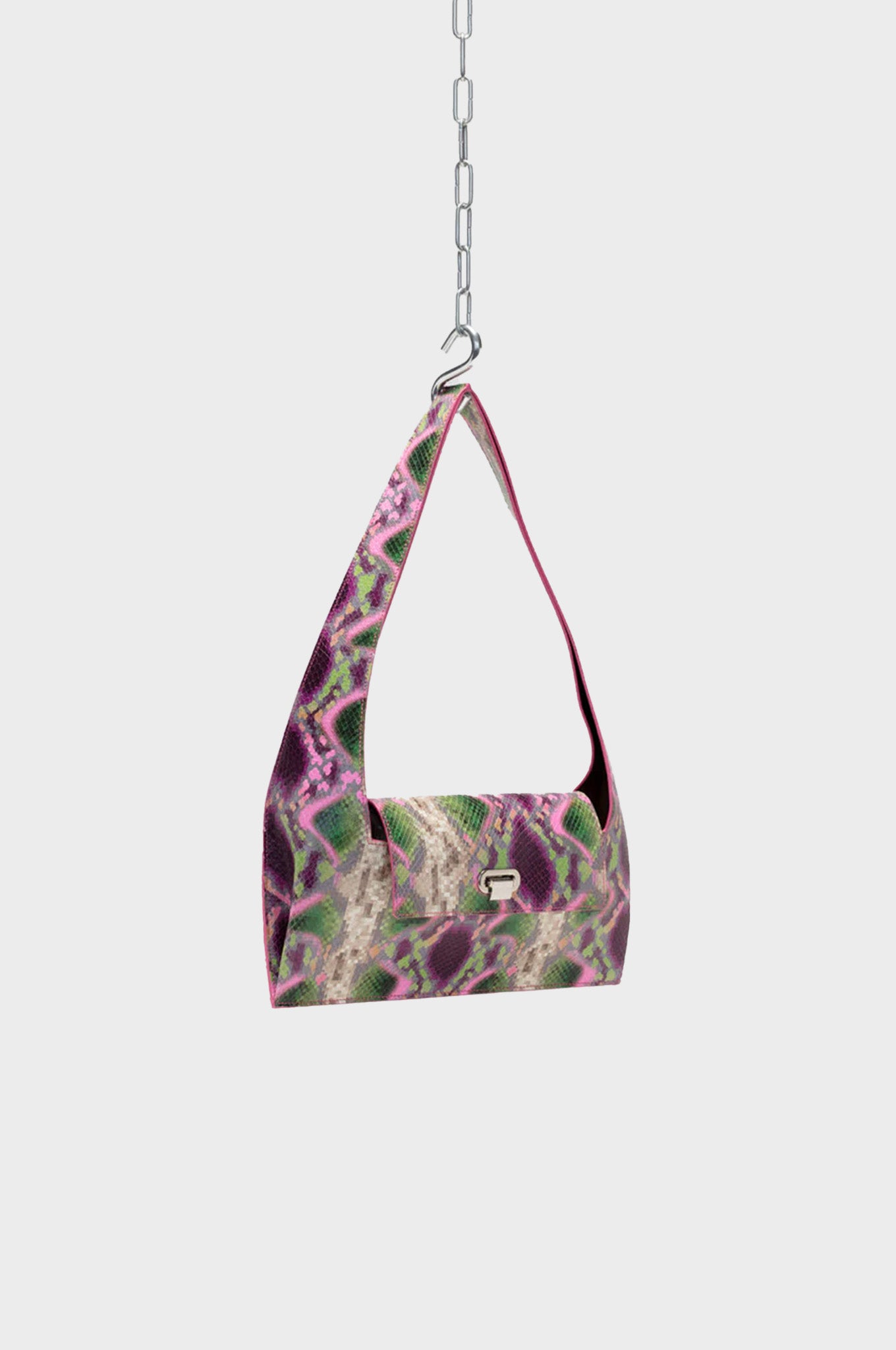 Audette - Baguette Pink Snake Print Bag – Simonett