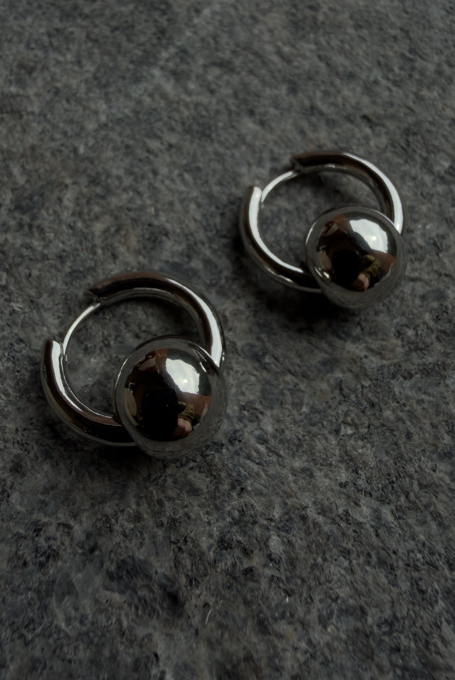Silver Ball Hoop Earrings