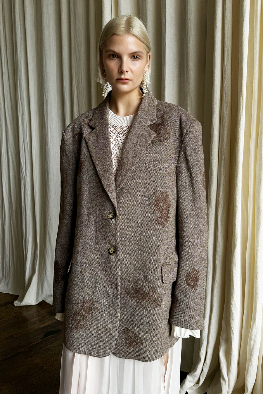Wool Herringbone Spotted Jacket
