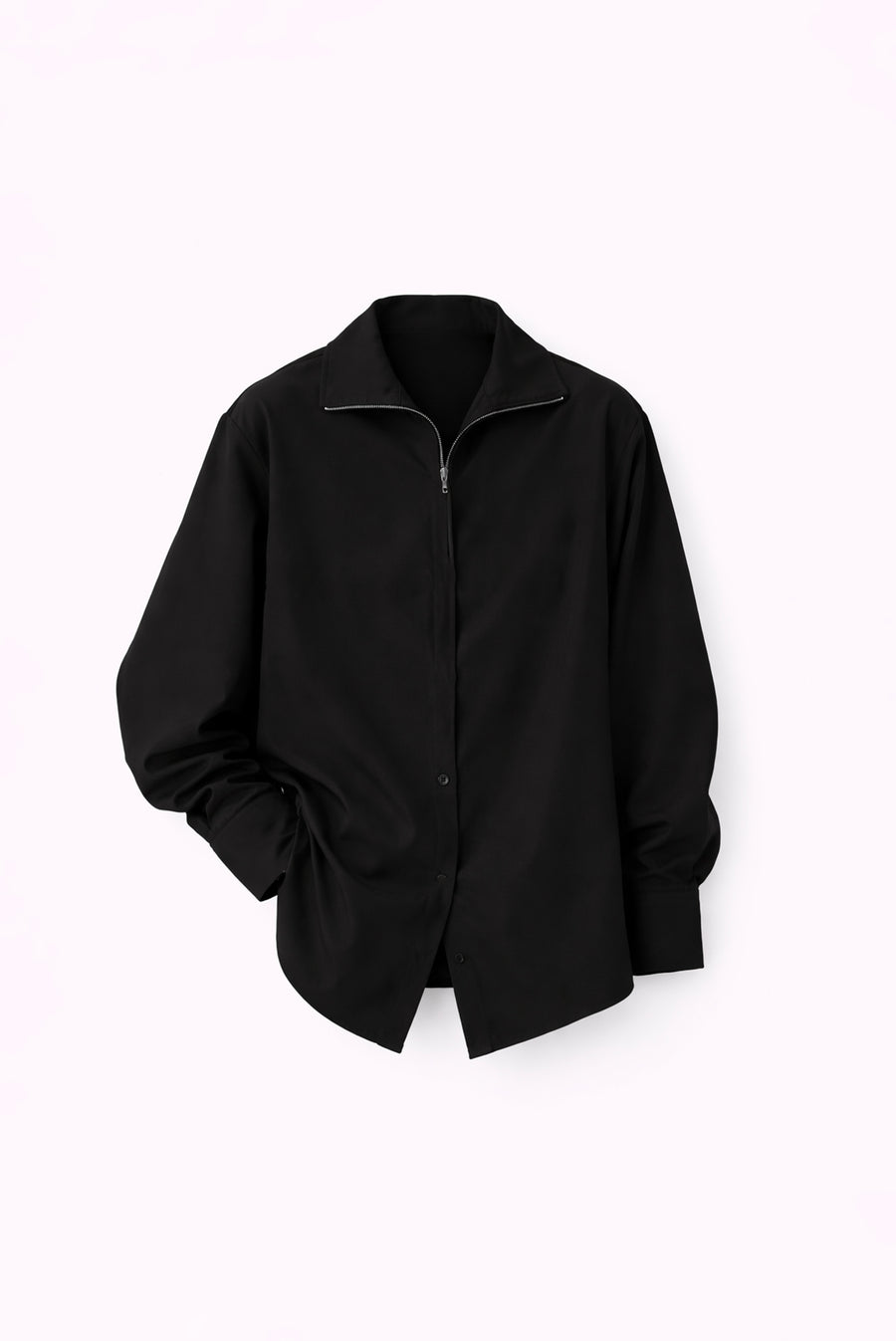 High Neck Full Zip Top - Black