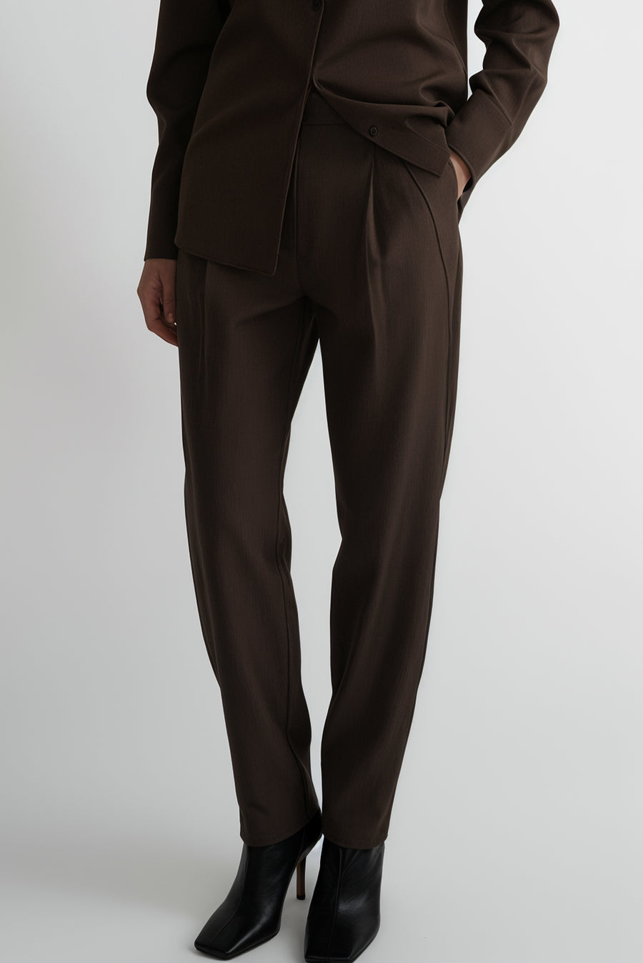 Slim Highrise Trousers - Brown